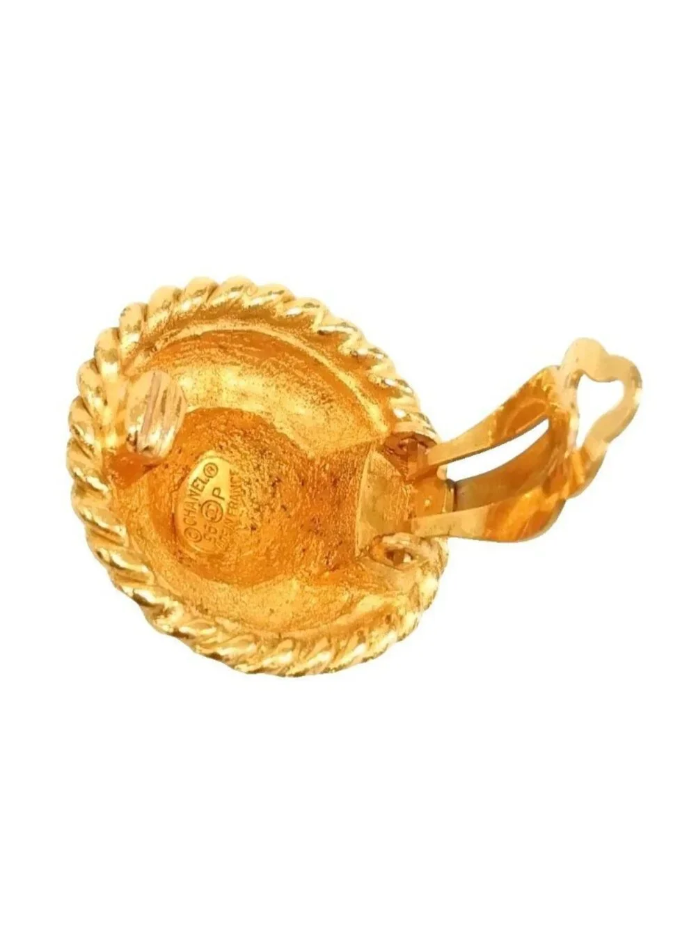 Chanel Logo Single Earrings Vintage Gold